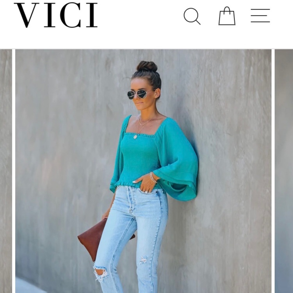 Vici Dolls Smocked Off Shoulder Top
